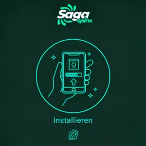 Hand hält ein Smartphone, auf dem eine App installiert wird, mit dem Text "Installieren".